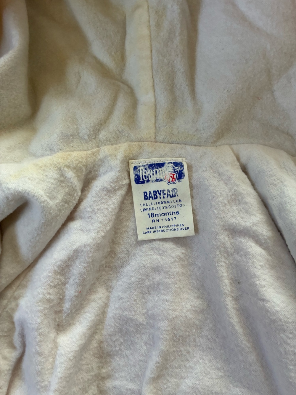 Vintage SF 49ers Babyfair Team NFL Official Hooded Windbreaker Baby Size 18 Mo. - Picture 6 of 6
